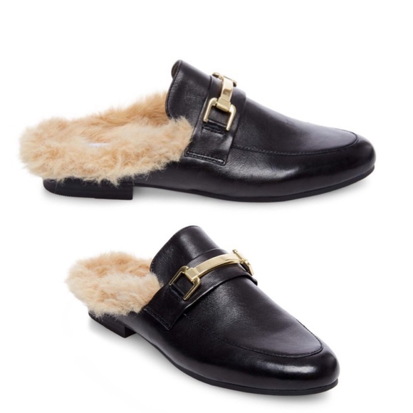 khloe black leather mule